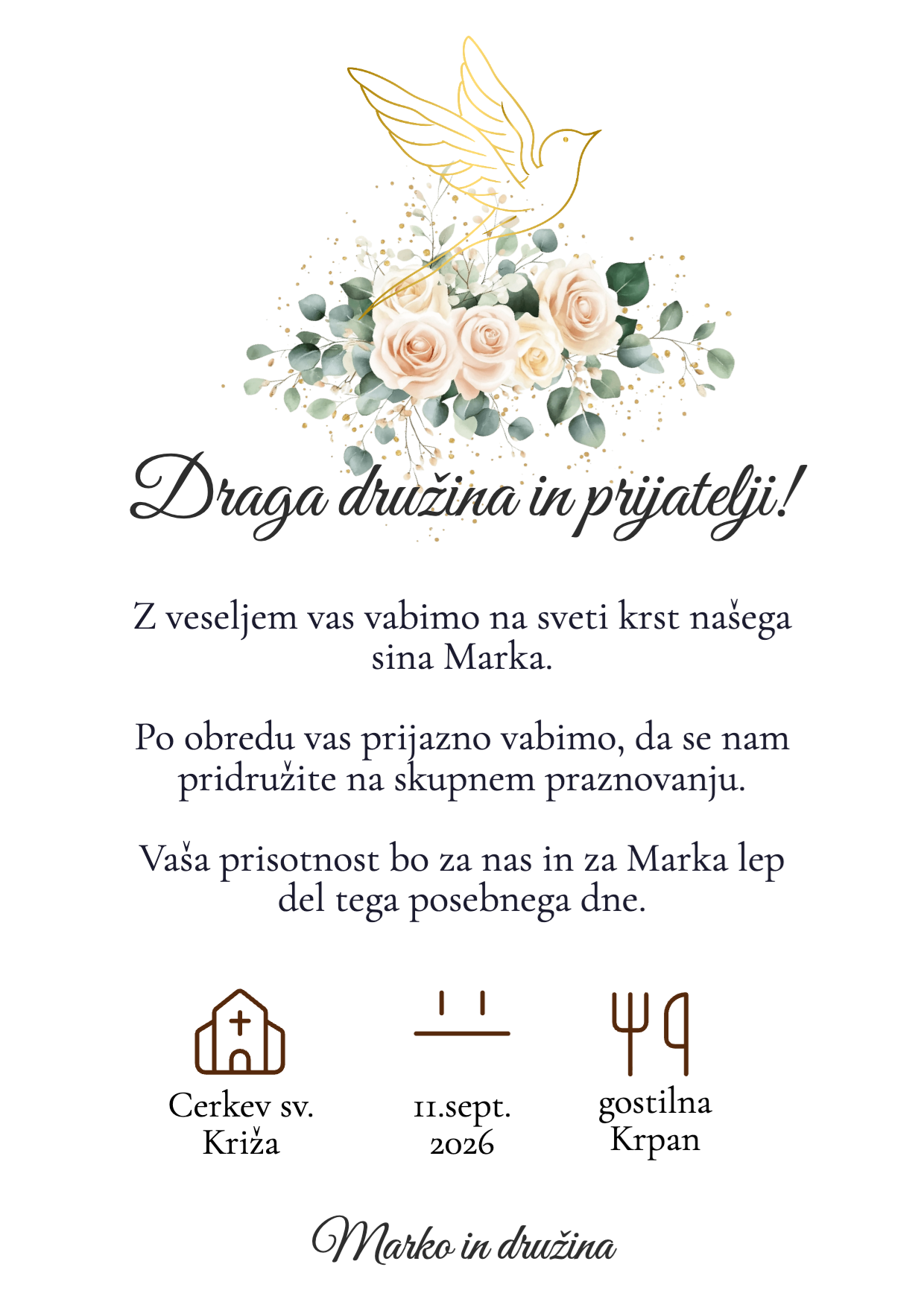 Osebno vabilo s fotografijo — hrbtna stran